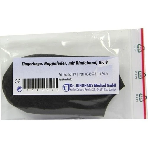 Fingerling Nappaleder Gr 9 m Bindeband, 1 Stk., Dr. Junghans Medical GmbH