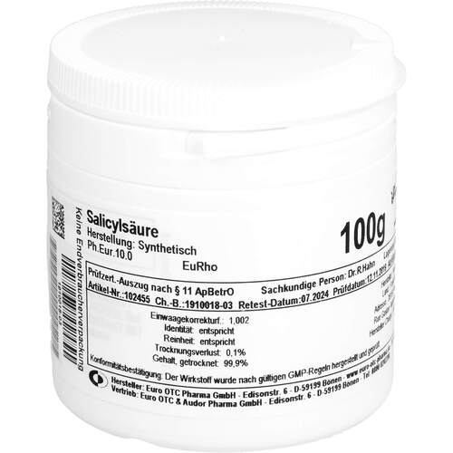 SALICYLSÄURE feines Pulver, 100 g, Euro OTC & Audor Pharma GmbH