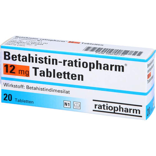 Betahistin-ratiopharm 12mg Tabletten, 20 ST, ratiopharm GmbH