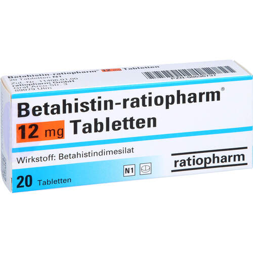 Betahistin-ratiopharm 12mg Tabletten, 20 ST, ratiopharm GmbH