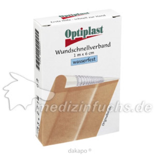 Optiplast Wundschnellverband wasserfest 1mx6cm, 1 ST, Wvp Pharma und Cosmetic Vertriebs GmbH Optiplast Wundschnellverband wasserfest 1mx6cm, 1 ST, Wvp Pharma und Cosmetic Vertriebs GmbH