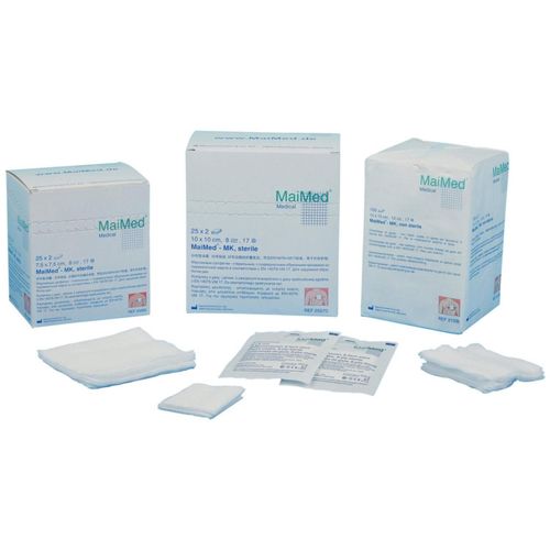 Mullkompressen 5x5 12-fach unst., 100 Stk., MaiMed GmbH