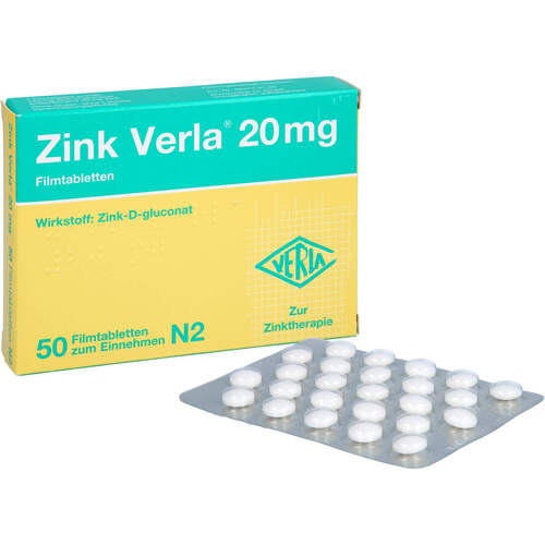 ZINK VERLA 20 mg Filmtabletten, 50 St, Verla-Pharm Arzneimittel GmbH & Co. KG