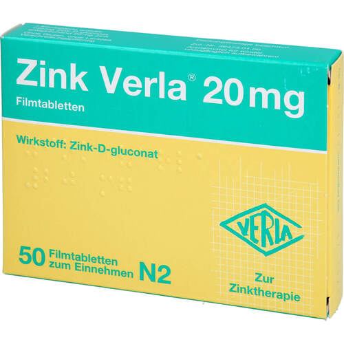 ZINK VERLA 20 mg Filmtabletten, 50 Stk., Verla-Pharm Arzneimittel GmbH & Co. KG