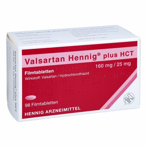 Valsartan Hennig plus HCT 160mg/25mg Filmtabl., 98 ST, Hennig Arzneimittel GmbH & Co. KG