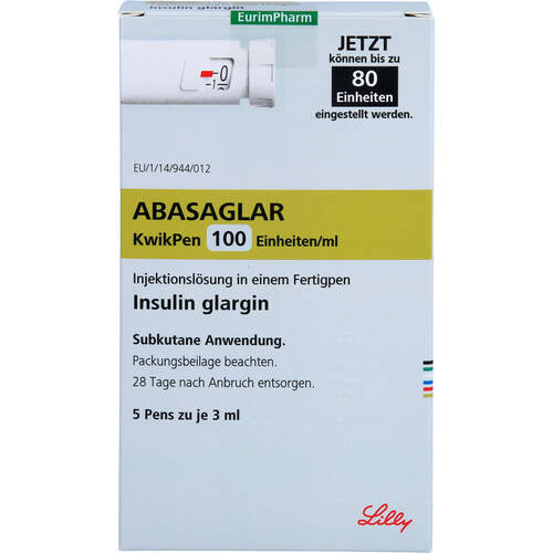 ABASAGLAR 100 E/ml Injektionslösung KwikPen, 5X3 ML, Eurimpharm Arzneimittel GmbH