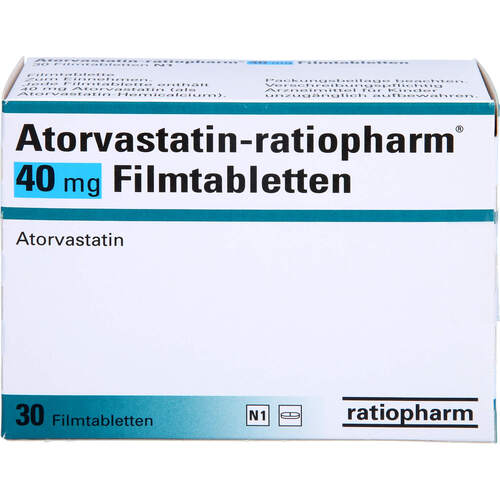 Atorvastatin-ratiopharm 40mg Filmtabletten, 30 Stk., ratiopharm GmbH