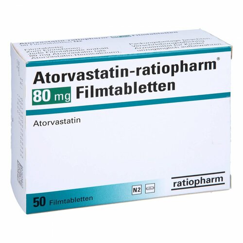 Atorvastatin-ratiopharm 80mg Filmtabletten, 50 Stk., ratiopharm GmbH