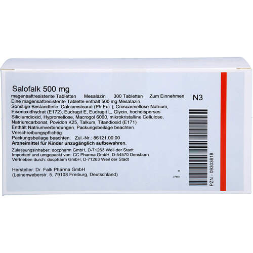 Salofalk 500mg magensaftresistente Tabletten, 300 Stk., Docpharm GmbH