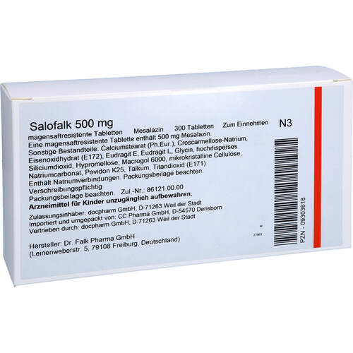 Salofalk 500mg magensaftresistente Tabletten, 300 Stk., Docpharm GmbH