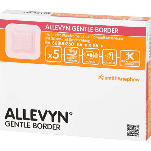 ALLEVYN Gentle Border 10cmx10cm klebend Schaumverb, 5 Stk., Actipart GmbH