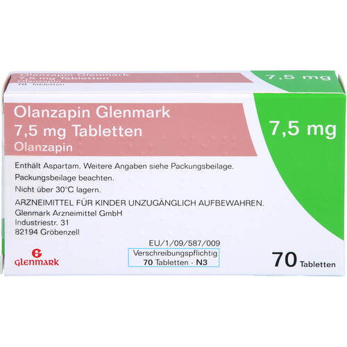 Olanzapin Glenmark 7.5mg Tabletten, 70 Stk., Glenmark Arzneimittel GmbH