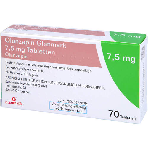 Olanzapin Glenmark 7.5mg Tabletten, 70 Stk., Glenmark Arzneimittel GmbH