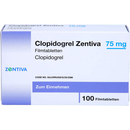 Clopidogrel Zentiva 75mg Filmtabletten, 100 Stk., Zentiva Pharma GmbH