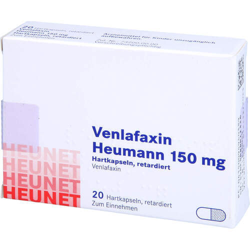 VENLAFAXIN HEUMANN 150 MG HARTKAPS. RETARD. HEUNET, 20 Stk., Heunet Pharma GmbH