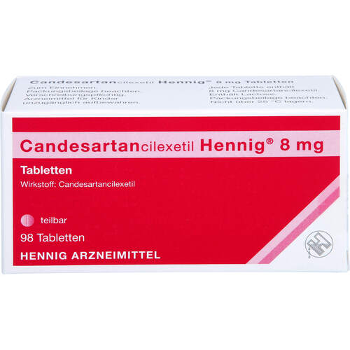 Candesartancilexetil Hennig 8 mg Tabletten, 98 ST, Hennig Arzneimittel GmbH & Co. KG