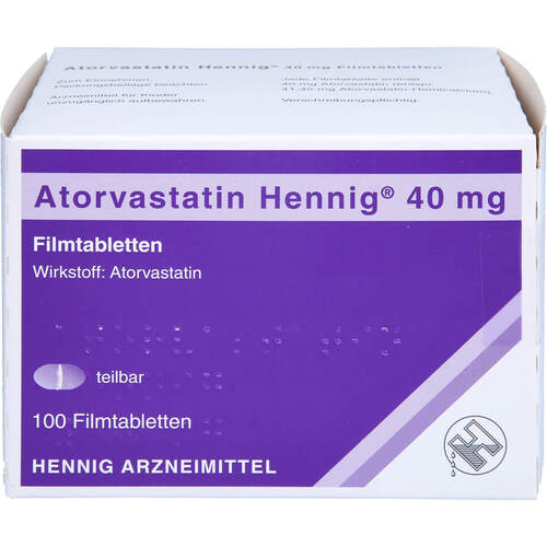 Atorvastatin Hennig 40mg Filmtabletten, 100 ST, Hennig Arzneimittel GmbH & Co. KG