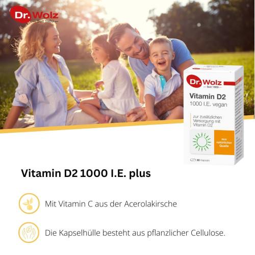 Vitamin D2 1000 I.E. vegan, 60 Stk., Dr. Wolz Zell GmbH