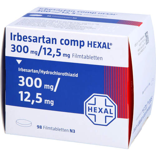 Irbesartan comp HEXAL 300mg/12.5mg Filmtabletten, 98 Stk., HEXAL AG