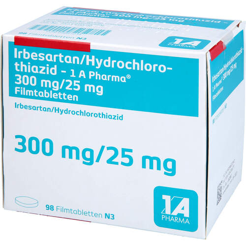 Irbesartan/Hydrochlorothiazid-1A Pharma 300mg/25mg, 98 Stk., 1 A Pharma GmbH