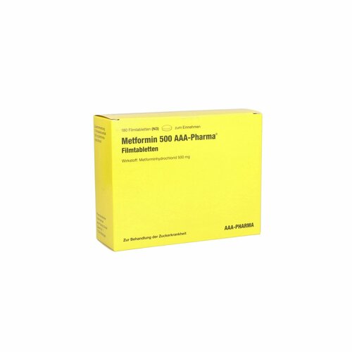 Metformin 500mg AAA-Pharma Filmtabletten, 180 Stk., Aaa - Pharma GmbH Metformin 500mg AAA-Pharma Filmtabletten, 180 Stk., Aaa - Pharma GmbH