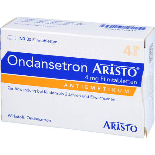 Ondansetron Aristo 4mg Filmtabletten, 30 Stk., Aristo Pharma GmbH Ondansetron Aristo 4mg Filmtabletten, 30 Stk., Aristo Pharma GmbH