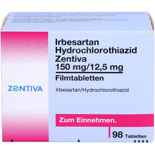 Irbesartan Hydrochlorothiazid Zentiva 150mg/12.5mg, 98 ST, Zentiva Pharma GmbH