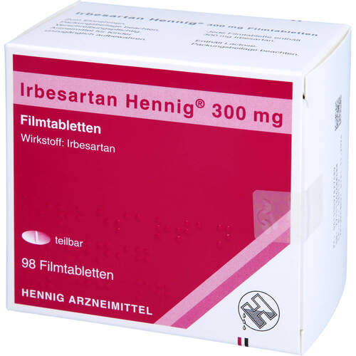 Irbesartan Hennig 300 mg Filmtabletten, 98 Stk., Hennig Arzneimittel GmbH & Co. KG