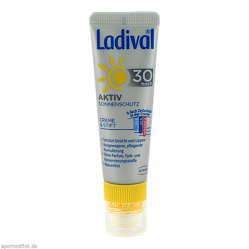 Ladival Aktiv Sonnenschutz f.Gesicht u.Lipp. LSF30, 1 P, STADA Consumer Health Deutschland GmbH Ladival Aktiv Sonnenschutz f.Gesicht u.Lipp. LSF30, 1 P, STADA Consumer Health Deutschland GmbH
