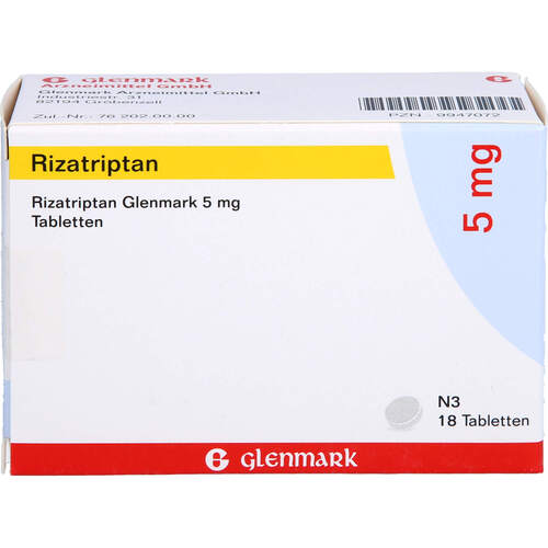 Rizatriptan Glenmark 5 mg Tabletten, 18 Stk., Glenmark Arzneimittel GmbH