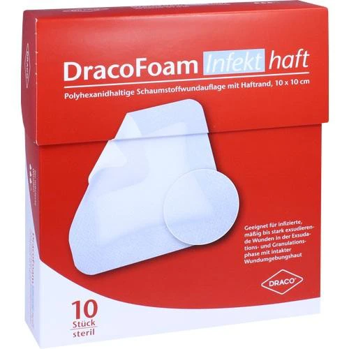 DracoFoam Infekt haft Schaumst. Wundaufl.10x10cm, 10 Stk., Dr. Ausbüttel & Co. GmbH