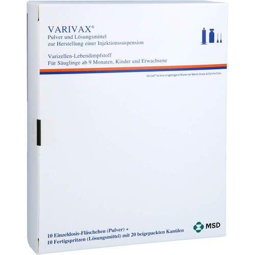 Varivax Fertigspritze ohne Kanüle, 10X0.5 ML, Emra-Med Arzneimittel GmbH