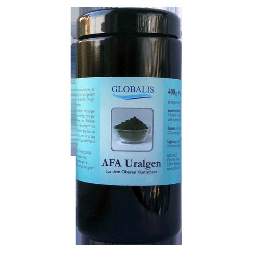 AFA ALGEN 100% Pulver Klamath See Violettglas, 400 G, Globalis - Oase der Natur