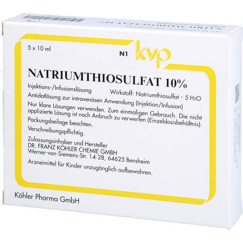 Natriumthiosulfat 10%, 5X10 ML, Köhler Pharma GmbH