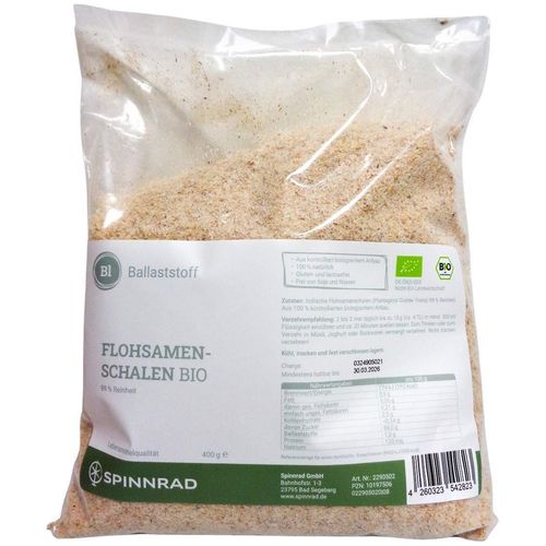 Flohsamenschalen BIO 99 % Reinheit, 400 g, Spinnrad GmbH