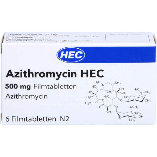 Azithromycin HEC 500mg Filmtabletten, 6 Stk., Hec Pharm GmbH