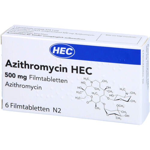 Azithromycin HEC 500mg Filmtabletten, 6 Stk., Hec Pharm GmbH