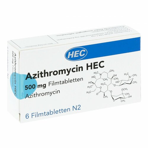 Azithromycin HEC 500mg Filmtabletten, 6 Stk., Hec Pharm GmbH