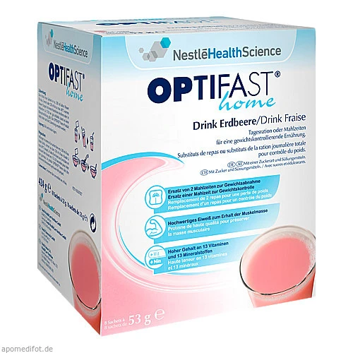 OPTIFAST home Drink Erdbeere Pulver, 8x53 g, MUCOS Pharma GmbH & Co. KG