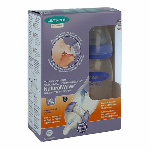 Lansinoh Weithalsflaschen 2x240ml Sauger M, 2 Stk., Lansinoh Laboratories Inc. Niederlassung Deutschland