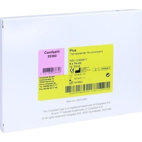 COMFEEL Plus transparenter Wundverb.9x14 cm 35360, 10 Stk., Coloplast GmbH
