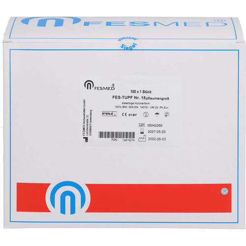 Mulltupfer FES-TUPF Nr.15 pflaumengroß steril, 100x1 Stk., Fesmed Verbandmittel GmbH