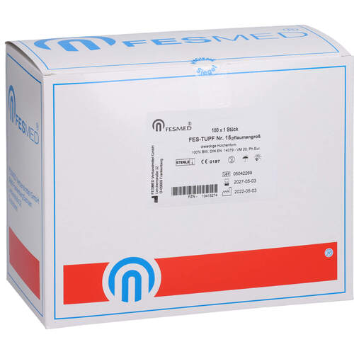 Mulltupfer FES-TUPF Nr.15 pflaumengroß steril, 100x1 Stk., Fesmed Verbandmittel GmbH