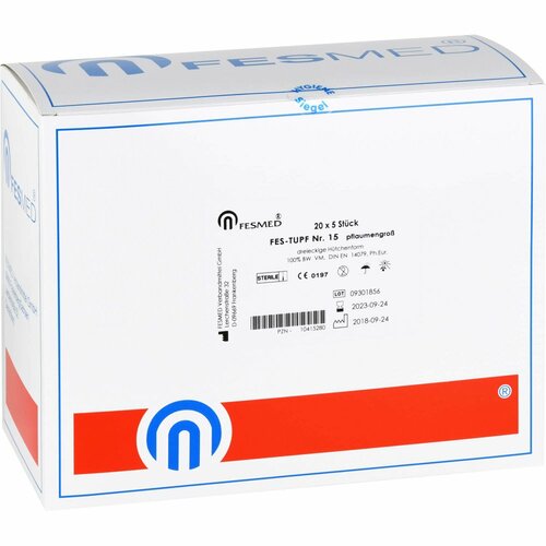 Mulltupfer FES-TUPF Nr.15 pflaumengroß steril, 20x5 Stk., Fesmed Verbandmittel GmbH