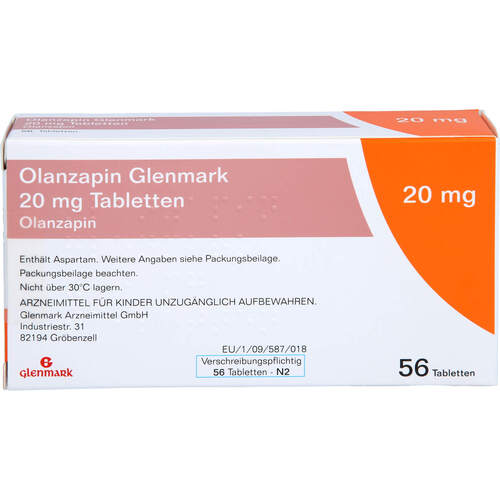 Olanzapin Glenmark 20mg Tabletten, 56 Stk., Glenmark Arzneimittel GmbH Olanzapin Glenmark 20mg Tabletten, 56 Stk., Glenmark Arzneimittel GmbH