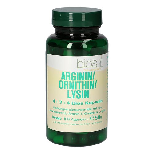 Arginin/Ornithin/Lysin 4:3:4 Bios Kapseln, 100 Stk., Bios Medical Services Arginin/Ornithin/Lysin 4:3:4 Bios Kapseln, 100 Stk., Bios Medical Services