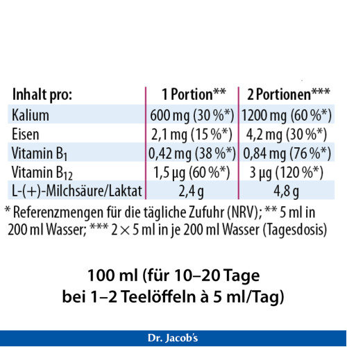 Dr. Jacob's Lactirelle Milchs&auml;ure-Cassis-Konzentrat Eisen, 100 ml, Dr. Jacob's Medical GmbH