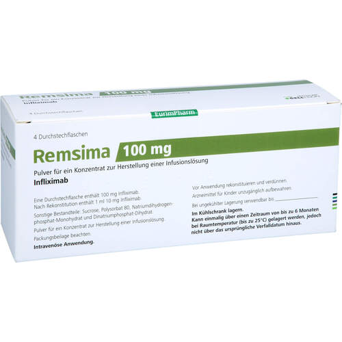 Remsima 100mg, 4 Stk., Eurimpharm Arzneimittel GmbH Remsima 100mg, 4 Stk., Eurimpharm Arzneimittel GmbH