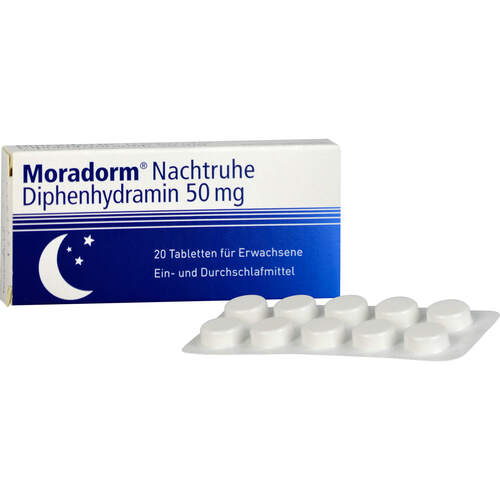 MORADORM Nachtruhe Diphenhydramin 50 mg Tabletten, 20 St, Apotheker Walter Bouhon GmbH