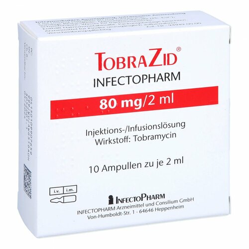 TobraZid INFECTOPHARM 80 mg/2 ml, 10x2 ml, Infectopharm Arzn.U.Consilium GmbH